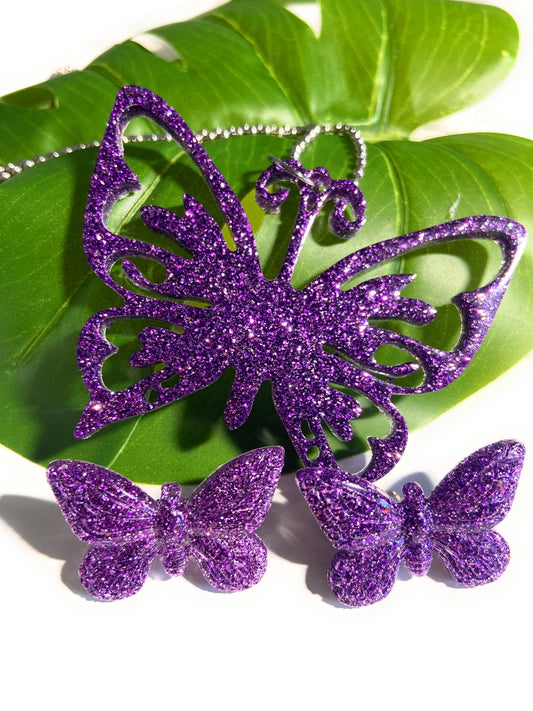Handmade Purple Passion Butterfly Earring Set | Butterfly Necklace | Butterfly Earrings