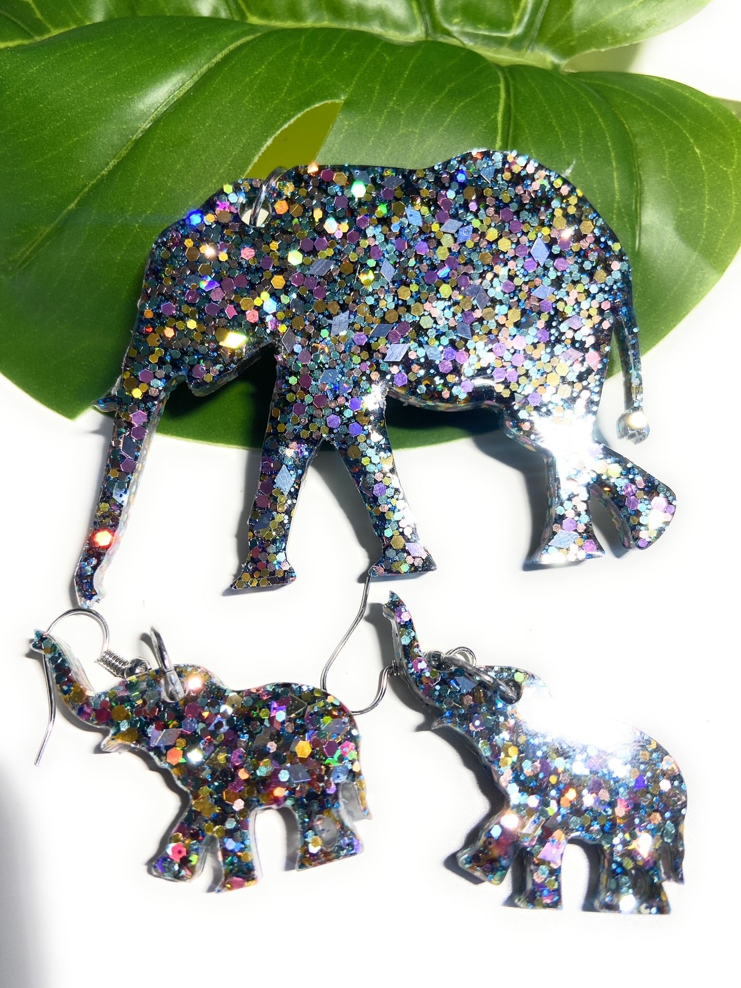 Elephant Necklaces/Earrings Set  | Sunshine Resin Elephant |Cute Earrings | Elephant Necklace