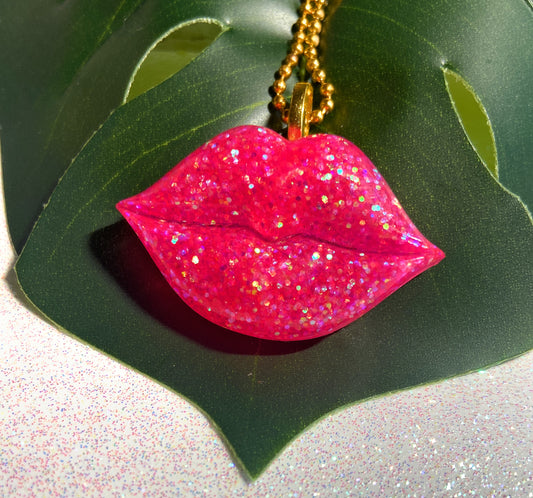 Hot Pink Lip Charm | Kissable Lips Charm | Fashion Charm |  Cute Charm Necklace