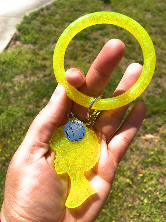 Yellow Bangle Keychain | Keychain Bracelet | Personalized Keychain | Cute Wristlet Keychain