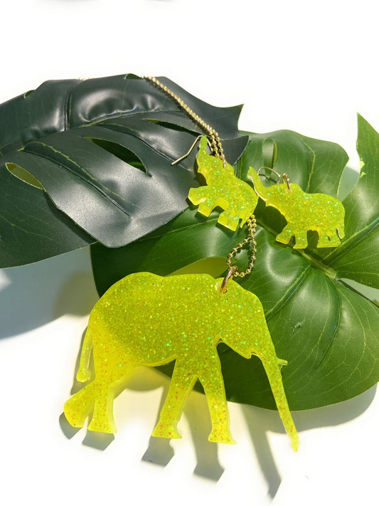Elephant Necklaces/Earrings Set  | Sunshine Resin Elephant |Cute Earrings | Elephant Necklace