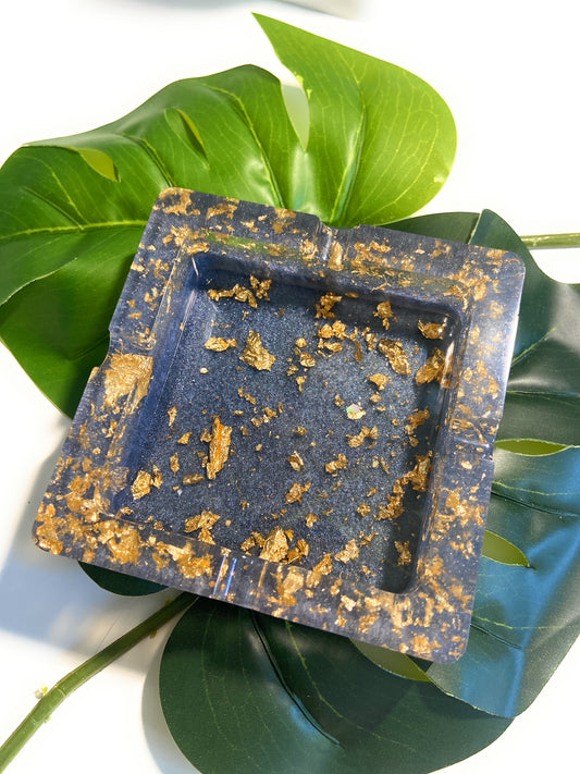 Customize Gray/Gold Ashtray | Square Ashtray | Handmade Resin Ashtray | Perfect Gift