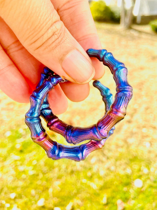 Round Hoop Earrings | Hand Made Earrings | Large Hoop Earrings| Resin Earrings| Bangle Earrings