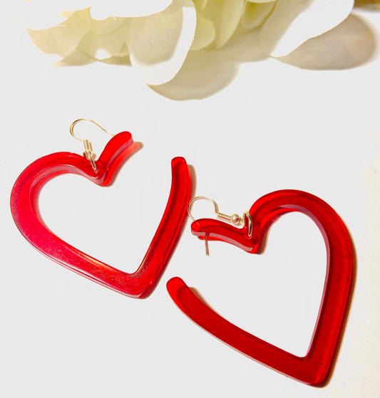 Red Heart Earrings| Drop Dangle Heart Earrings | Red Hoop Earrings | Valentine’s Earrings | Heart Earrings