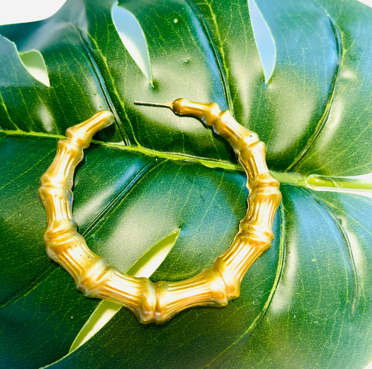 Round Bamboo Earrings | 90’s Earrings | Gold Bamboo Earrings | Bamboo Hoop Earrings