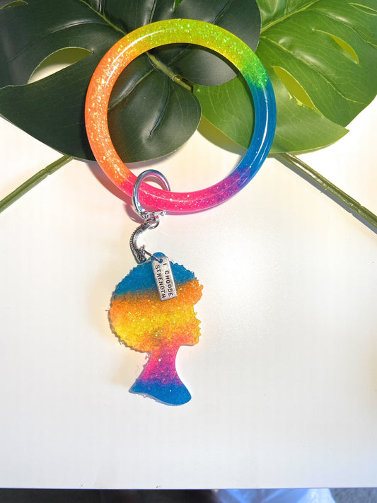 Bangle Keychain | Rainbow Keychain Bracelet | Personalized Keychain | Cute Resin Keychain |